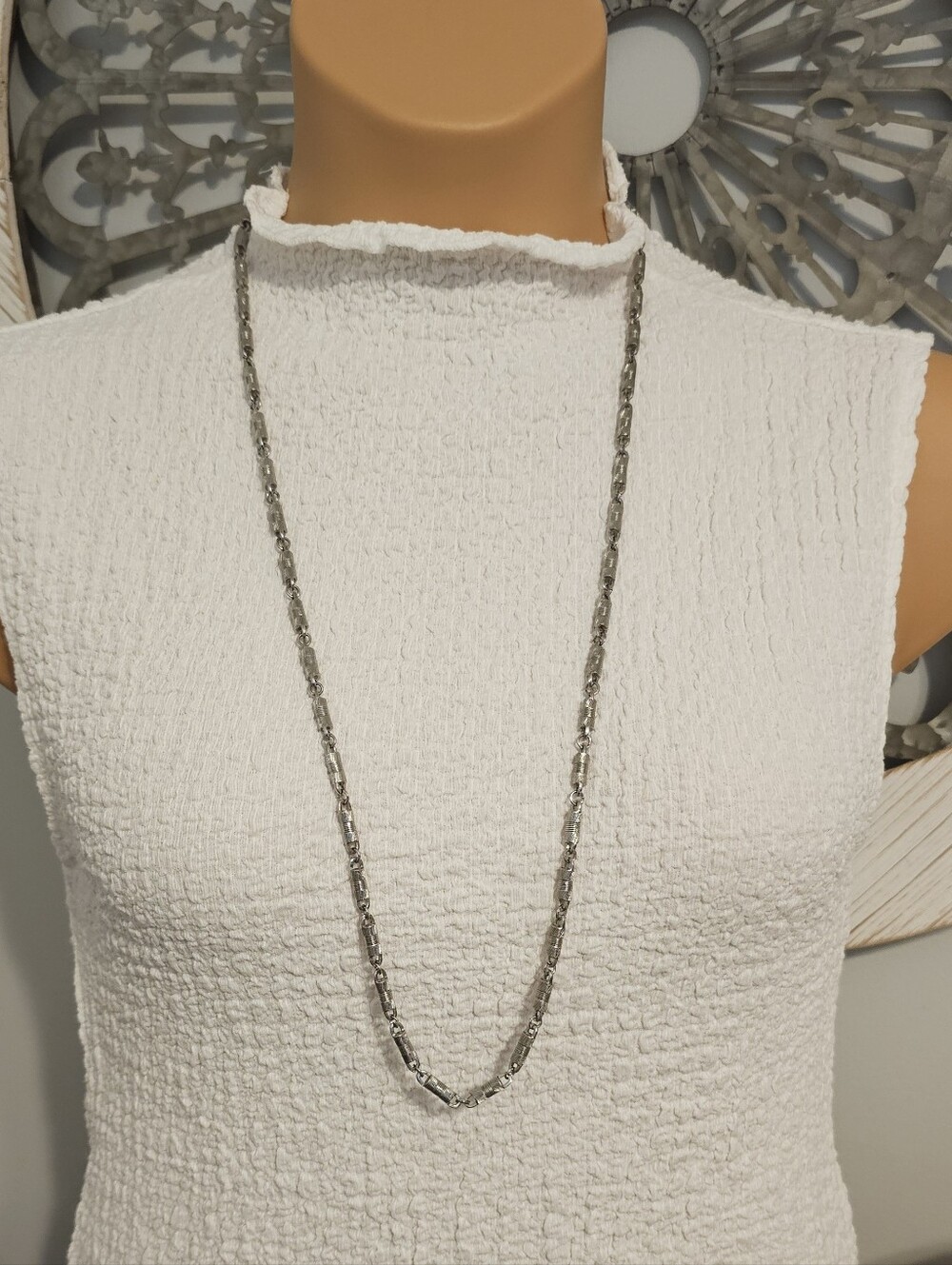 Classic Long Silver Rope Chain Necklace - Women Jewelry